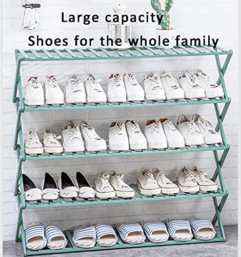 WUQIAO Foldable Large Shoe Rack Stackable Storage Shelves, No Need to Install, Stable and Durable, 5 Levels Large Capacity, Can Be Used As Decorative Racks and Flower Stand