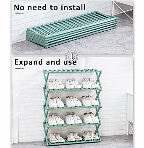 WUQIAO Foldable Large Shoe Rack Stackable Storage Shelves, No Need to Install, Stable and Durable, 5 Levels Large Capacity, Can Be Used As Decorative Racks and Flower Stand