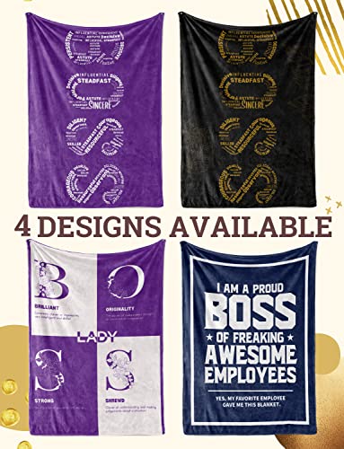 Boss Gifts from Employees, Boss Lady gifts, Bed Flannel Fleece Plush Throw Blankets (50"x 65") Office Gift idea for women in Boss Day, Birthday, Christmas, Appreciation, Retirement, Definition-Purple