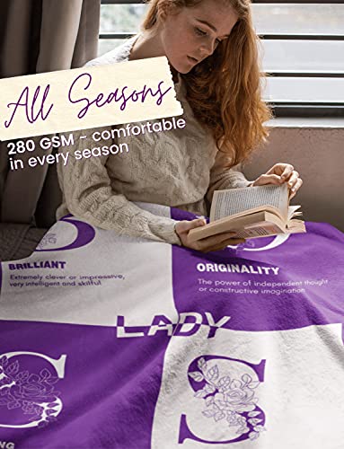 Boss Gifts from Employees, Boss Lady gifts, Bed Flannel Fleece Plush Throw Blankets (50"x 65") Office Gift idea for women in Boss Day, Birthday, Christmas, Appreciation, Retirement, Definition-Purple