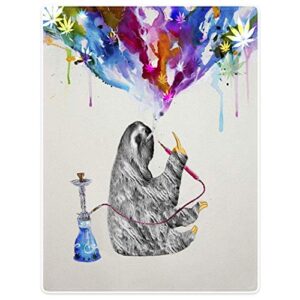 sxchen plush throw blanket 60 x 80 inch, sloth spouting out of a watercolor sky for adults and kids animal lovers