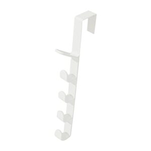 over the door hook hanger iron metal no drill organizer rack 5-hook heavy-duty holder hooks for coats, hats, clothes,towel (white)