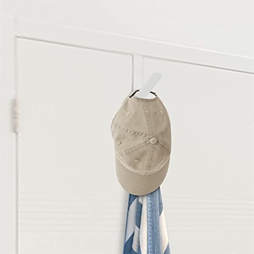 Over The Door Hook Hanger Iron Metal No Drill Organizer Rack 5-Hook Heavy-Duty Holder Hooks for Coats, Hats, Clothes,Towel (White)