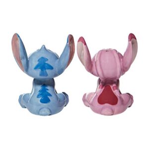 Enesco Disney Ceramics Stitch and Angel Salt and Pepper Shaker Set, 3.5 Inch, Multicolor