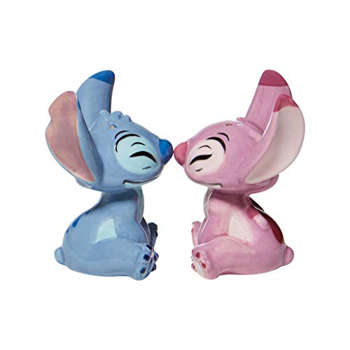 Enesco Disney Ceramics Stitch and Angel Salt and Pepper Shaker Set, 3.5 Inch, Multicolor