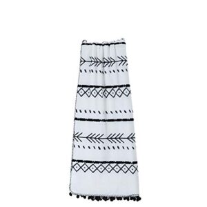anvi home boho throw blanket soft warm cozy fuzzy lightweight decor plush blanket with pompom for all season for dorm room, bed, sofa, couch, chair, gift, 50x60 inch, black white
