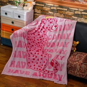 Pink Room Aesthetic Blanket Preppy Room Blanket Decor Ultra Soft Throw Blanket for Teen Girls Bedroom Women Girl Bedding Sofa Decor