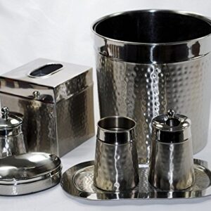 Hammered Two Tone Amenity Tray 9 1/2" x 6" x 1/2 deep, Stainless Steel with Rubber feet