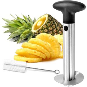 pineapple corer and slicer tool, pineapple cutter stainless steel fruit peeler corer slicer cutter with sharp blade pineapple eye peeler for home and kitchen