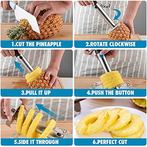 Pineapple Corer and Slicer Tool, Pineapple Cutter Stainless Steel Fruit Peeler Corer Slicer Cutter with Sharp Blade Pineapple Eye Peeler for Home and Kitchen