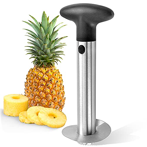 Pineapple Corer and Slicer Tool, Pineapple Cutter Stainless Steel Fruit Peeler Corer Slicer Cutter with Sharp Blade Pineapple Eye Peeler for Home and Kitchen