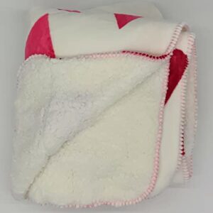 Victoria's Secret Soft Sherpa Throw Blanket, White Pink Hearts 50'' x 60''