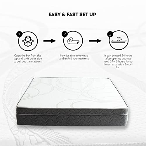 UMATRU 10 Inch Cooling Gel Infused Memory Foam Mattress, Individual Pocket Spring Mattress with CertiPUR-US Certified for Cool Sleep & Pressure Relief, Bed in a Box (Queen (U.S. Standard))