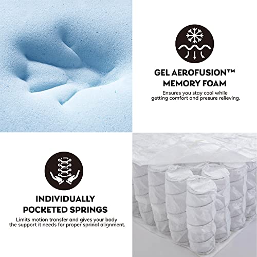 UMATRU 10 Inch Cooling Gel Infused Memory Foam Mattress, Individual Pocket Spring Mattress with CertiPUR-US Certified for Cool Sleep & Pressure Relief, Bed in a Box (Queen (U.S. Standard))