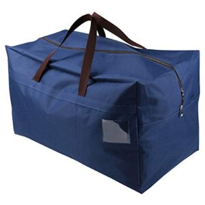 amj 100l large storage bag for comforters, blankets, clothes, quilts and towels, better and sturdy organizer bag, thick ultra size under bed storage, moisture proof, blue