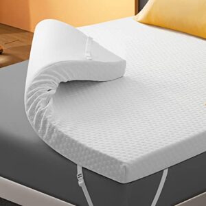 3 inch gel memory foam mattress topper queen size, cooling mattress pad for back pain, with removable bamboo cover，bed topper soft & breathable