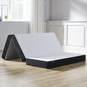 s secretland folding mattress, 3 inch tri-fold memory foam mattress topper with washable cover, foldable mattress topper for camping, guest - queen size, 78" x 58" x 3"