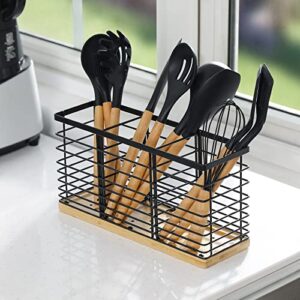 WDT Tool Utensil holder for Kitchen Counter- 13.5" x 4.2" x 6.9" Large Utensils Holder For Farmhouse Cooking, Utensil Caddy Spatula Holder (3 Compartments)