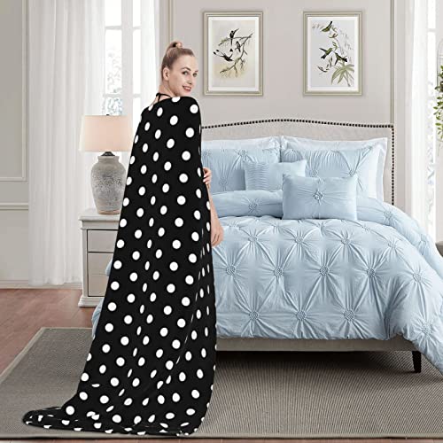 Black and White Dots Blanket Soft Fleece Throw Blanket Plush Weighted Blankets for Couch Bed Living Room