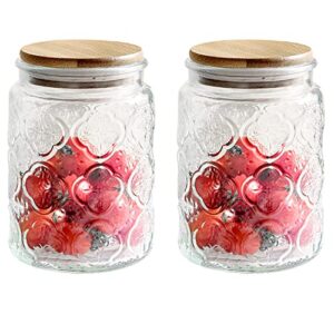 r flory 24 oz canning decorative cookie candy jar with bamboo lid storage organizer crystal holder vanity canister jar glass set of 2 for candy jewelry cotton candle vase decor