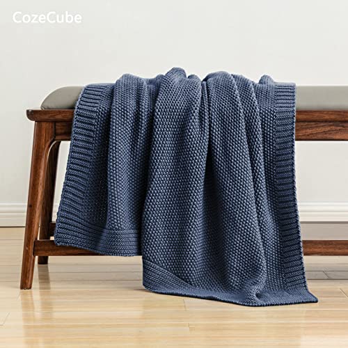 CozeCube Blue Throw Blanket for Couch, Soft Cozy Cable Knit Throw Blanket for Bed Sofa Living Room, Lightweight Warm Decorative Farmhouse Christmas Throw Blanket, 50"x60", Dusty Blue