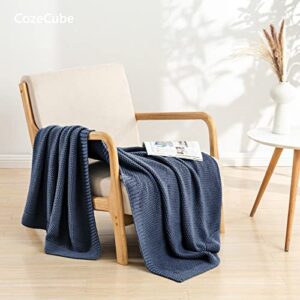 CozeCube Blue Throw Blanket for Couch, Soft Cozy Cable Knit Throw Blanket for Bed Sofa Living Room, Lightweight Warm Decorative Farmhouse Christmas Throw Blanket, 50"x60", Dusty Blue