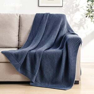 CozeCube Blue Throw Blanket for Couch, Soft Cozy Cable Knit Throw Blanket for Bed Sofa Living Room, Lightweight Warm Decorative Farmhouse Christmas Throw Blanket, 50"x60", Dusty Blue