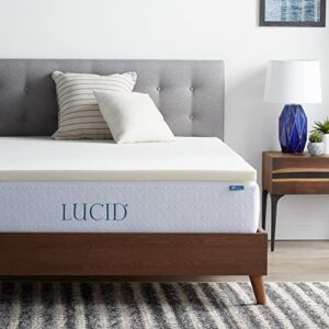 lucid 2 inch traditional foam mattress topper - hypoallergenic - ventilated - conforming support - queen