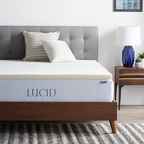 LUCID 2 Inch Traditional Foam Mattress Topper - Hypoallergenic - Ventilated - Conforming Support - Queen