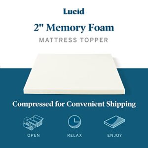 LUCID 2 Inch Traditional Foam Mattress Topper - Hypoallergenic - Ventilated - Conforming Support - Queen