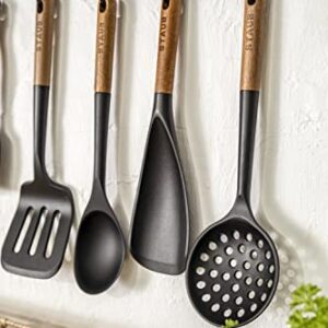 STAUB Skimmer Spoon, Perfect for Straining or Lifting Meat and Veggies from Broth, Durable BPA-Free Matte Black Silicone, Safe for Nonstick Cooking Surfaces