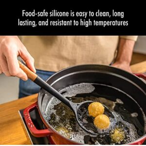 STAUB Skimmer Spoon, Perfect for Straining or Lifting Meat and Veggies from Broth, Durable BPA-Free Matte Black Silicone, Safe for Nonstick Cooking Surfaces