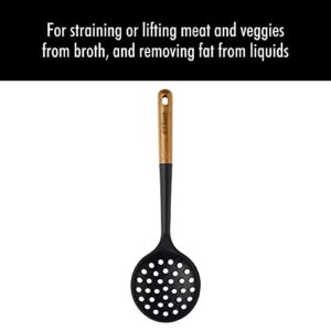 STAUB Skimmer Spoon, Perfect for Straining or Lifting Meat and Veggies from Broth, Durable BPA-Free Matte Black Silicone, Safe for Nonstick Cooking Surfaces