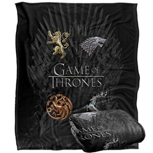 game of thrones blanket, 50" x 60", chrome house sigils, silky touch super soft throw blanket