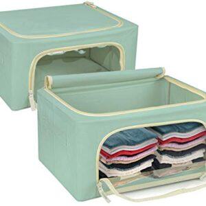 Sorbus Storage Bins with Metal Frame - Stackable & Foldable Clothes Organizer Bags - Oxford Fabric Storage Containers with Large Clear Window & Carry Handles, Organization for Bedroom, Closet, Bedding, Linens, sheet, Pillow, Blanket, Clothes, Books, and t