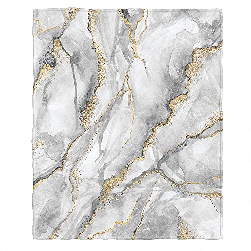 WONDERTIFY White Marble Throw Blanket Fashion Marbling Granite Stone Baby Swaddle Flannel Fleece Blanket All Season Living Room/Bedroom 40"X50" Gold Black Gray