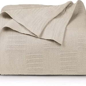 Utopia Bedding 100% Cotton Blanket (Throw Size - 60x50 Inches) 350GSM Lightweight Thermal Blanket, Soft Breathable Blanket for All Seasons (Khaki)