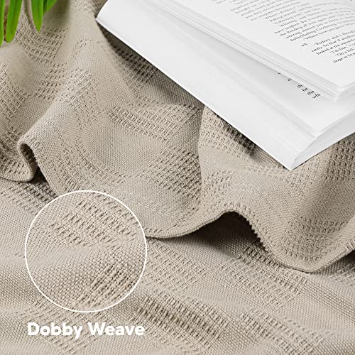 Utopia Bedding 100% Cotton Blanket (Throw Size - 60x50 Inches) 350GSM Lightweight Thermal Blanket, Soft Breathable Blanket for All Seasons (Khaki)