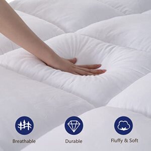 Mattress Topper Queen, Cooling Plush Bed Topper Thick Mattress Pillow Top Mattress Pad, Hotel Quality Down Alternative Pillow Topper for Queen Size Bed with Deep Pocket, Soft Feather Bed Toppers