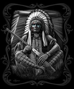 dga native american warrior queen size blanket, 79" l x 95" b