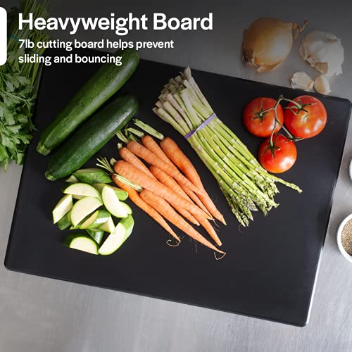 Thirteen Chefs Large Cutting Boards for Kitchen - 24" x 18" x .5" Professional HDPE Plastic Chopping Board for Carving, Dicing, Mashing and More - Commercial Grade & Dishwasher Safe, Black