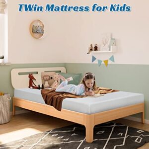 Dkeli Twin Mattress, 6 Inch Gel Memory Foam Mattress for Cool Sleep & Pressure Relief, Medium Firm Single Twin Mattress for Kids, Bed-in-a-Box, CertiPUR-US Certified