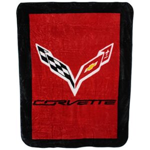 college covers corth soft raschel corvette plush throw blanket, 63" x 86", red