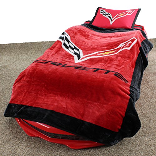 College Covers CORTH Soft Raschel Corvette Plush Throw Blanket, 63" x 86", Red