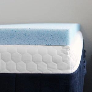 lounj 2 inch rv gel memory foam mattress topper (rv king (72x80)), blue