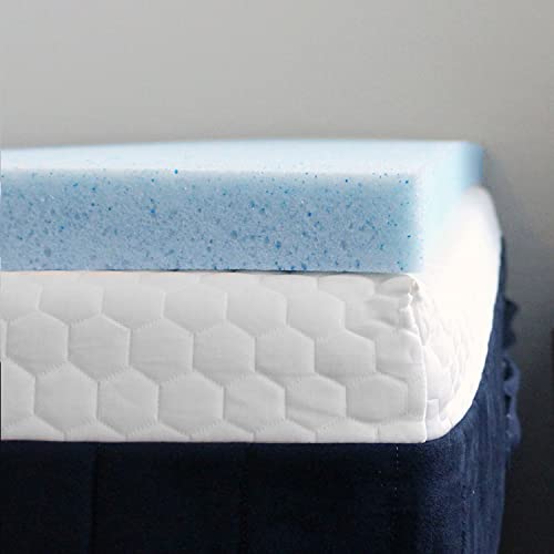 Lounj 2 Inch RV Gel Memory Foam Mattress Topper (RV King (72x80)), Blue