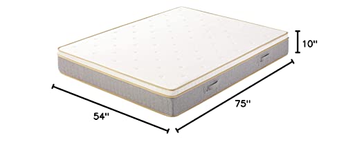 Mellow 10 Inch LAGOM Elite Hybrid Mattress, Made in USA, CertiPUR-US Certified Foams, Oeko-TEX Certified Eco Cover, Green Tea Infused Memory Foam and Pocket Springs, Quilted Comfort Top, Full