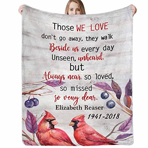 D-Story Personalized Memorial Throw Blanket for Loss of Loved One, Mom Loss Gift, Cardinals Memorial Blanket with Photo, Gift of Sympathy, Bereavement Gifts