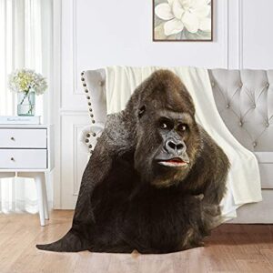 gorilla animal blanket bedding throw super soft cozy flannel plush blanket size for boy girl adults couch sofa 80"x60" large for adult