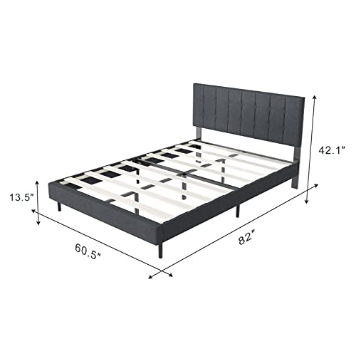 S SECRETLAND 10 Inch Queen Innerspring Hybrid Mattress + 42 Inch Platform Bed Frame (Grey)